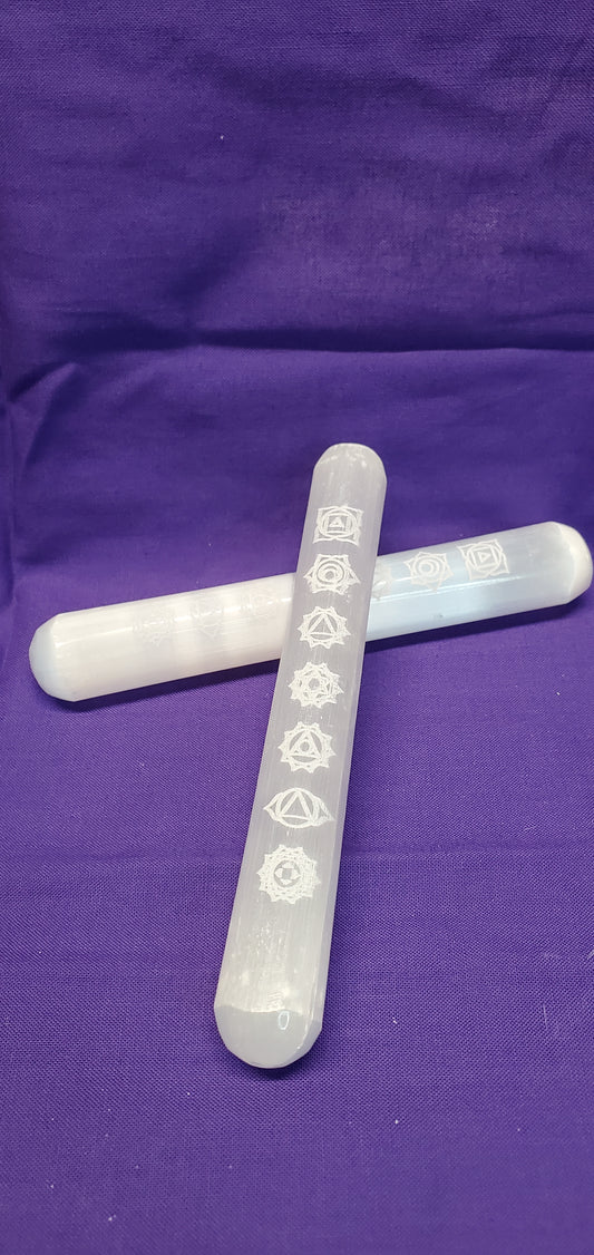 7 Chakra Selenite Wand